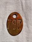 Vintage Brass 3    Cow Tag - Orig Double Sided - Cattle Farm Dairy -  797