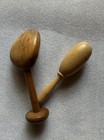 Vintage Lot Of 2 Wooden Darning Eggs Antique Sewing Tools- Natural Wood