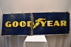 Vintage Goodyear Enamel Sign Winged Foot Tire Garage Advertising 72x24 Inches r1