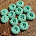 Set Of 12 Vintage Thick Concave 2-hole Pale Aqua Plastic Buttons 1 2  13mm 6214