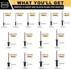 530pcs Black Pop Rivets Assortment Kit  Sae Aluminum Assorted Blind Rivet Set   