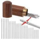 30pcs Large Eye Hand Sewing Needles Set Stitching Needles With Wood Needle Case