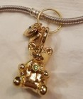New Hearts Teddy Bear Gold Green Charm No Bracelet Fits European Lot Pr3822-14