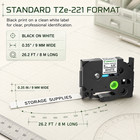 Compatible Tze-221 Label Tape 3 8in Black On White For Brother Pt-p700 Pt-p750w
