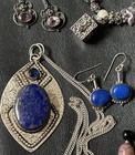 Sterling Silver 925    9kt Gold  Jewelry Lot Bracelet earrings necklace 70g