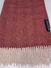 Woolsaur Merino Wool Blend Throw Blanket Herringbone Red Beige 56 X 70    New
