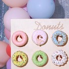 19  Natural Donut Wall Display Stands Rectangle Wooden Board Party Decorations