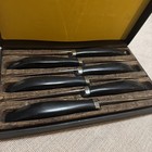 Vtg Mid Century Set  6  West Bend Stainless Steel Steak Knives Original Box Usa