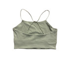 Nike Women s M Ribbed Tank Top Light Green Shelf Bra Cropped Stretch Strappy Euc