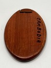 Vintage Cambodia Wood Folding Pocket Mirror Mother Of Pearl Inlay Design 