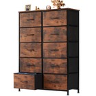 10 Fabric Drawer Dresser Storage Tall Chest Organizer Cabinet Unit Wood Top
