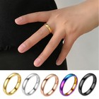 4mm Silver Gold Plated Titanium Steel Men Women Wedding Ring Band Size 3-13