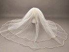 Vintage Beaded Crown Wedding Bridal Veil Excellent Condition