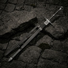 Medieval Fantasy Two Handed Sword - Stainless Steel Sword Blade W faux Leather