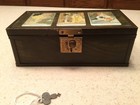 Vintage Ladies Wood Metal Glass Vanity Dresser Trinket Jewelry Box Used 