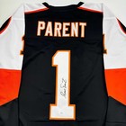 Autographed signed Bernie Parent Philadelphia Black Hockey Jersey Jsa Coa