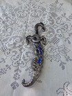 Fantasy Dragon Dagger Knife Blue Inlay Fixed Blade W  Sheath