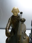 Rare 1932 J b  Hirsch Bronze Cellist Bookends John Ruhl Ivorine Head Marble Base
