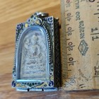 Thai Buddha Amulet Phra Somdej Toh Set In Old Antique Silver Case