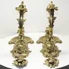 Antique French Rococo Louis Xv Revival Cast Bronze Wall Sconces Candle Holders