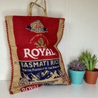 Upcycled Royal Basmati Rice Bag Tote   Eco Friendly Jute Market Bag   Grocery