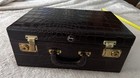 Vintage Vanity Train Case Travel  Shortrip Crocodile Embossed Leather 2 Pc Set