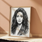 Whitney Houston Drawing Print Sketch 8  X 10  Print Wall Art Home Decor
