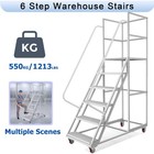 Rolling Ladder 6-step Warehouse Ladder W  Lockable Wheels Platform Height 27 5 