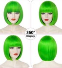 Green Bob Wig Short Straight Bob Wig With Bangs Heat Resistant Synthetic Colorfu