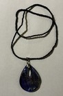 Handmade Dichroic Art Glass Pendant 18k Gp Bail Black Seed Bead Necklace