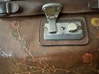 Vintage Leather Handbag Floral Embossed Approximately 50 Yrs Old No Key For Lock