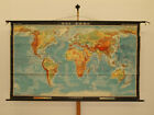 School Wall Map Decoration Physical World 84 5 8x50 13 16in Vintage 1960