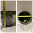 X2 Rare Antique Mccoy Pottery Green  Blue Cameo Jardeniere Planter Pots As Is