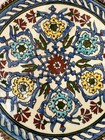 Vintage Turkish Kutahya Plate Figural Wall Art Pottery Floral Scrolls 12 4 