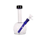 7 Inch Thick Heavy Round Glass Bong Water Pipe Smoking Tobacco Blue   14mm Bowl