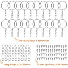 Audab 360pcs Keychain Bulk  120pcs Rings With Medium    silver  
