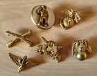 Vintage Goldtone Metalized Military Symbol Buttons Lot Of 6 Realistics
