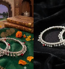 Ethnic Foot Pair Anklet Ankle Bracelet Silver Chain Charm India Payal Jewelry