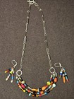 Colorful Handmade Glass Bead Paperclip Chain Necklace Earring Jewelry Set 18 