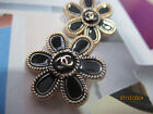 Chanel 2 Black Buttons   With Gold Tone   Metal   Cc Logo 25mm  lot 2