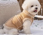 Pet Coat Small Dog Cat Padded Brown Vest Thermal Puppy Clothes Harness Ring New