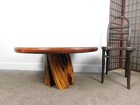Vtg Mid Century Modern Drift Burl Wood Live Edge Round Top Coffee Table -ships -