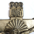 Antique Catholic Wall Or Casket Crucifix Heavy Metal Worn Brass Tone Inri Jesus