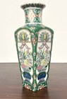 Antique Chinese Famille Verte Square Bird Flower Qing Repub Qianlong Fine Vase