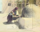 Antique Hand Colored Tinted Isleta Indian Pueblo Baking Bread Photo Photograph