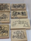 Psx Stampede Mounted Wood Rubber Stamp Lot Christmas Village Winter Scene