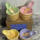 Nib Vintage Avon Sweet Scoops Ice Cream Cone Set- 4 Bowls With Matching Spoons