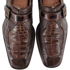 Vintage David Eden Exotic Alligator Ostrich Brown Monk Loafer Men 12 Dress Shoes