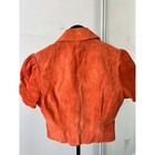 Y2k Mobwife Orange Suede Cropped Short Sleeve Blazer Jacket  Leopard Lining  Siz