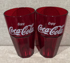Coke Coca-cola Restaurant Style Red Textured 24oz Plastic Tumbler Set  2  New 
